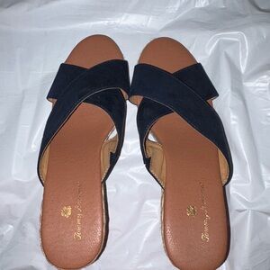 Tommy Bahama Women's Dark Blue Cross Strap Sandals